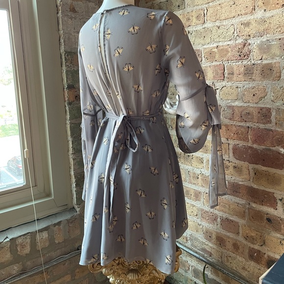 Topshop Light Blue Butterfly Dress w/ Bell Sleeves - Picture 6 of 10